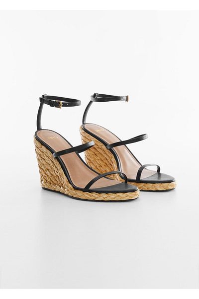 MANGO Woman Sandale împletite cu toc pană