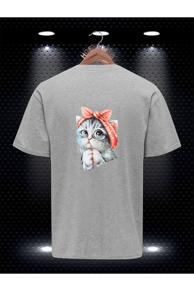 HOFFNUNG Πολύχρωμο μπλουζάκι γατάκι Unisex - Εκτύπωση Unisex