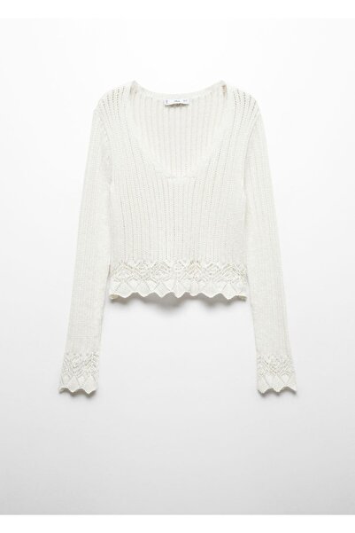 MANGO Woman Seyrek örgü detaylı kazak