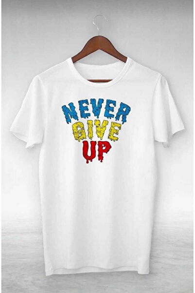 PERISENSE Unisex Femei bărbați Never Give Up Tricou oversize imprimat