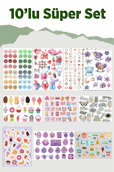 LiyaCraft 10 Sayfa Sevimli Sticker Seti -Planner Ajanda Bullet Journal Için U...
