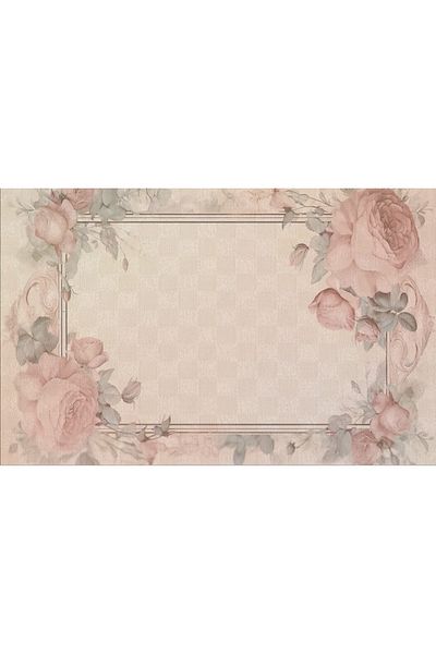 Rugs Modern Halı Μοντέρνα διακοσμητική πατάκι μπάνιου με θέμα την πούδρα ροζ μοτίβο λουλουδιών 90×60