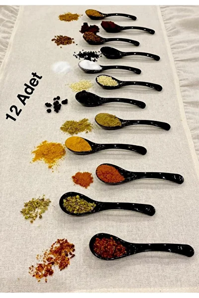 OES HOME 12 Black Serving and Spice Spoons - Breakfast Honey Spoons, Candy, Jam Serving Spoons