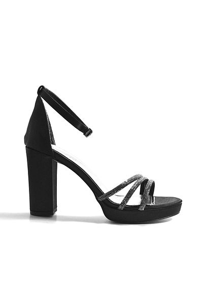 Beety 50.153 Rochie de seară cu bijuterii, cu platformă, cu toc, negru și bej, pantofi de damă