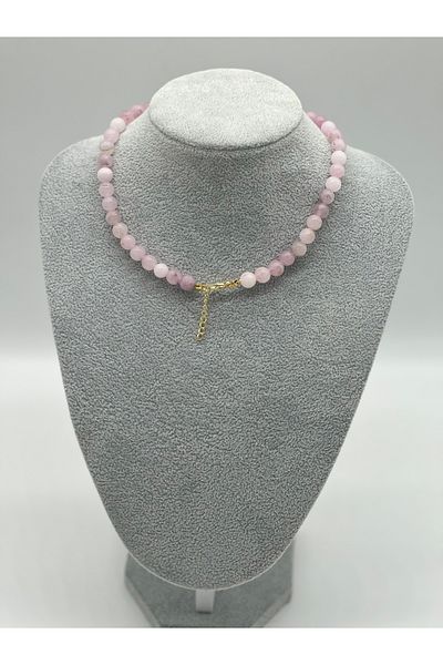 Hobimos Pink Quartz Natural Stone Necklace