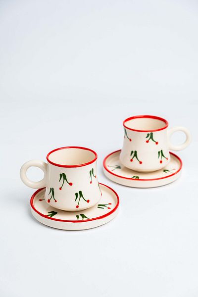 Gezdikçe Bilelim Set of 6 Colorful Mixed Handmade Boiler Ceramic Coffee Cup, Coffee Cup