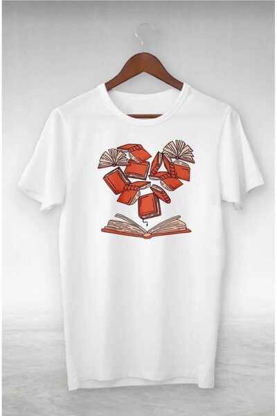 PERISENSE Unisex Femei Bărbați Flying Books Tricou oversize imprimat
