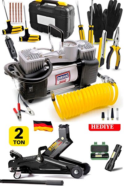 STAXX POWER Alman 2Ton Timsah Tekerlekli Kriko + 150Psı Çift Piston Çakmaklı Hava Lastik Kompresör Seti