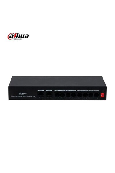 DAHUA 8port 65w FULL PoE PFS3010-8ET-65 10/100 2X-UPLINK Yönetilemez Switch