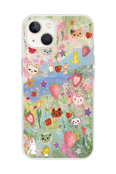 Magic Ring Iphone 13 Uyumlu Sevimli Kolaj Tasarımlı Şeffaf Telefon Kılıfı