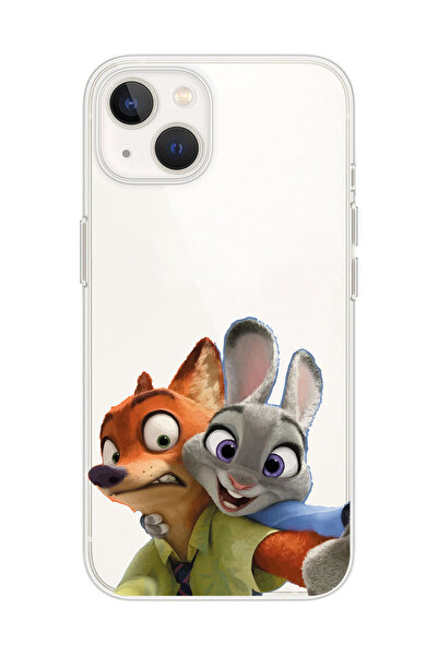 Magic Ring Iphone 14 Plus Uyumlu Zootropolis Judy & Nick Tasarımlı Şeffaf Tel...