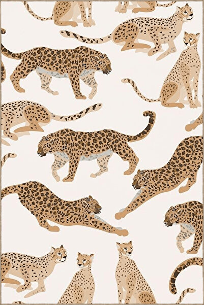 Rugs Modern Halı Bej Temalı Leopar Desenli Kreatif Modern Dekoratif Halı 3617