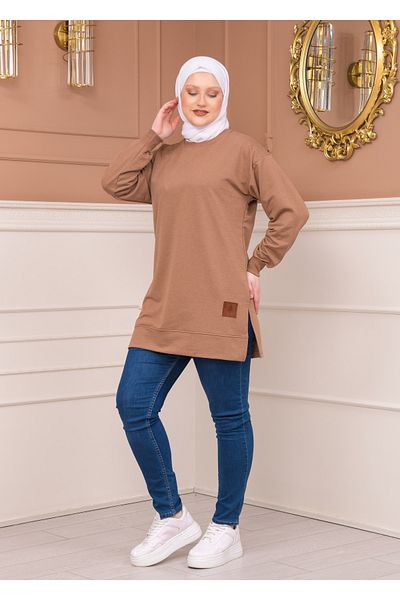 Birol Triko Σκούρο Μπεζ Hijab Γυναικείο Τουνίκ