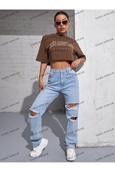 Adrift Crop CKOD-232913 Κοντό μπλουζάκι με γραφικό σχέδιο με γράμματα