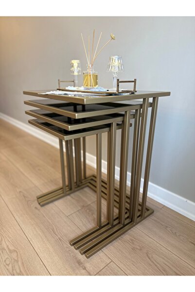 Esey Luxury Çift Çubuklu C Zigon Dörtlü Sehpa