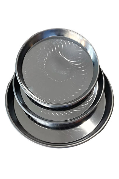 Yıldız çelik 3'lü İdeal Boy Çelik Tepsi 24-30-36 cm