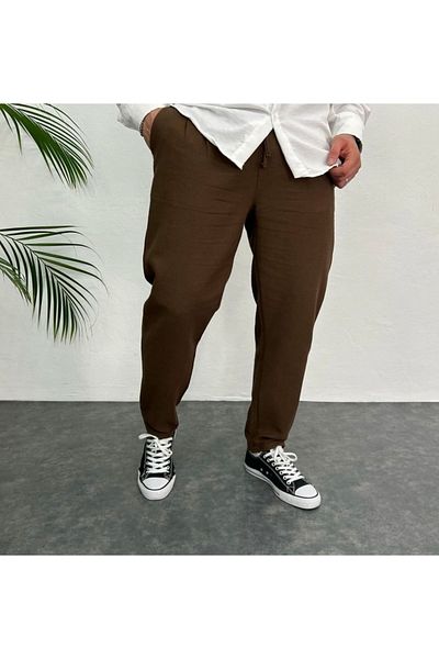 çerme Ленен панталон с двоен крачол Bitter Brown New Season