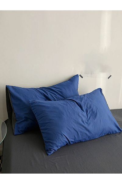 CAQQA Double Elastic Sheet Duvet Cover Set| Navy Blue - Gray