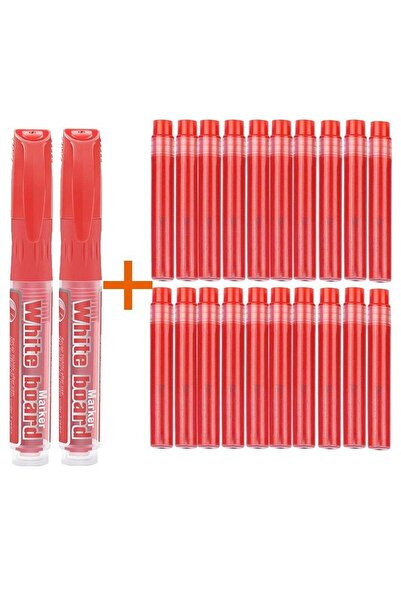 Modellino 20 Adet Kırmızı Kartuş + 2 Adet Tüplü BYB Kırmızı Kartuşlu Beyaz Ta...