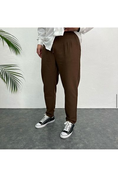 çerme Ленен панталон с двоен крачол Bitter Brown New Season