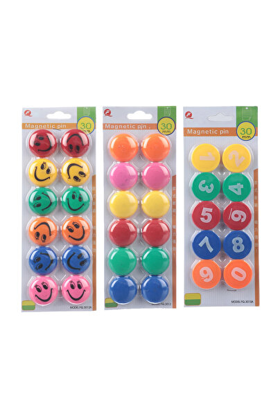 Vox Art Pano Mıknatısı - Gülen Emoji-Renkli-Sayı - 3 cm - 36 Adet