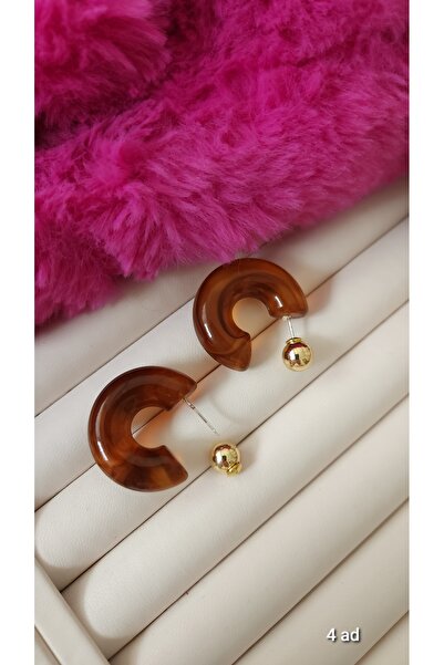 Aksesuar Çelik Kahverengi Kemik Küpe