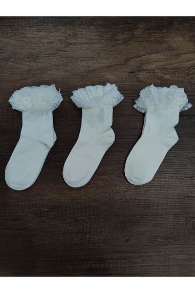 Leement socks Girl's 3 Pairs of Accessories Lace Socks Cotton