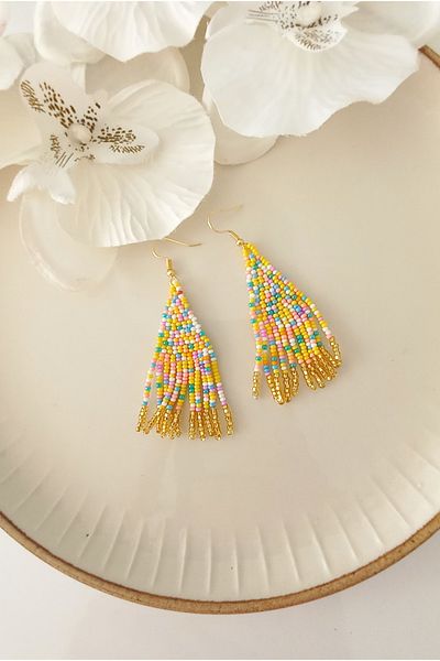İPAR AKSESUAR SAND BEADS EMBROIDERY HANDMADE EARRING