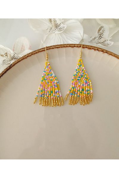 İPAR AKSESUAR SAND BEADS EMBROIDERY HANDMADE EARRING