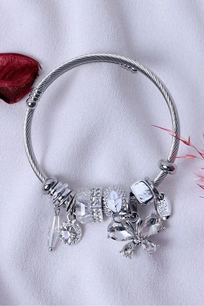 The Collection Tarnish-proof Butterfly Charm Style Steel Bracelet