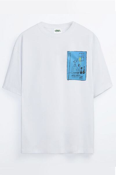 Grove Fashion Regular Day Drawing Printed Unisex Oversize T-shirt