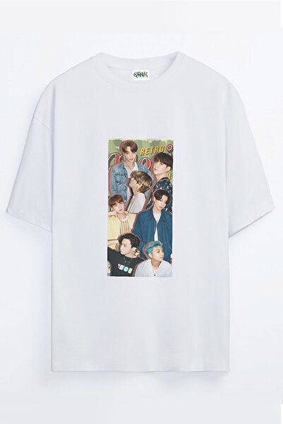 Grove Fashion تي شيرت كبير الحجم مطبوع للجنسين من Bts Army Retro