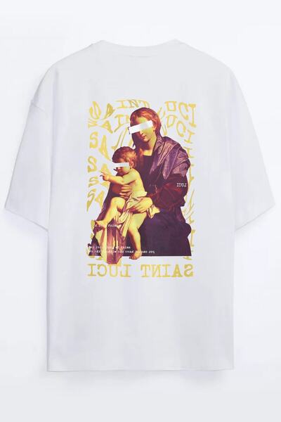 Grove Fashion تي شيرت كبير الحجم للجنسين - طباعة تمثال سانت لوتشي