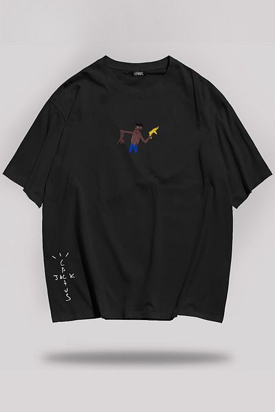 Grove Fashion Tricou oversize unisex cu model Travis Scott Gun