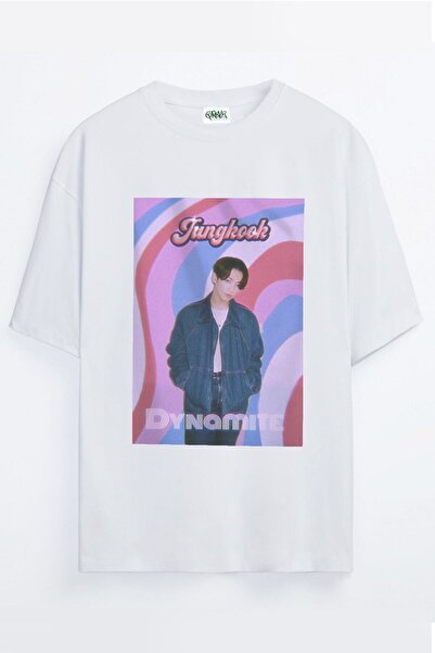 Grove Fashion تي شيرت BTS Army Jungkook Dynamite مطبوع للجنسين مقاس كبير