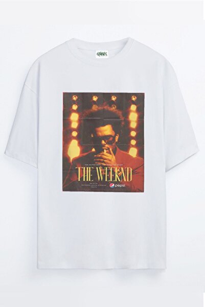 Grove Fashion تي شيرت مطبوع عليه ملصق The Weeknd للجنسين مقاس كبير