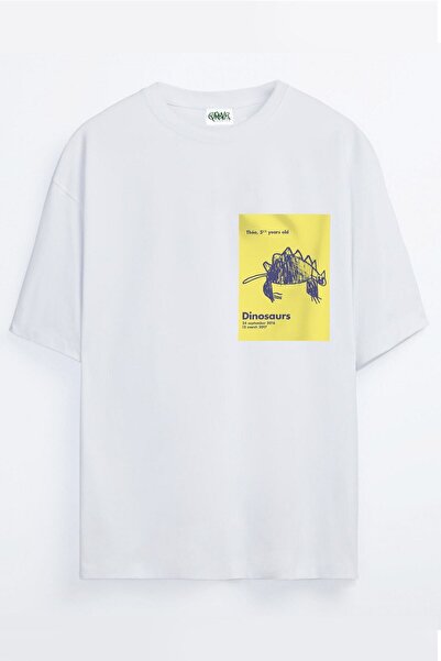 Grove Fashion Dinosaurs Drawing Aesthetic Cartoon Printed Unisex Oversize T-s...