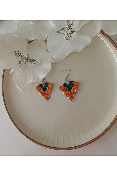 İPAR AKSESUAR Needlework Handmade Sand Bead Earrings