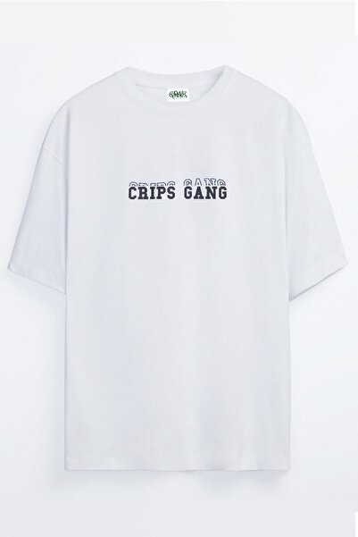 Grove Fashion Single Sided Crips Gang Text Printed Unisex Oversize T-shirt