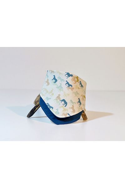 minart design Small Horses Petrol Blue Double Sided Snaps Bandana for Cat or Dogs
