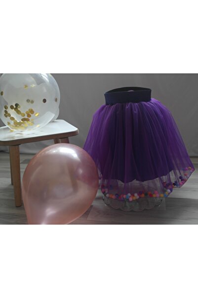 ETSE Handmade kız çocuğu ponponlu tül tütü etek