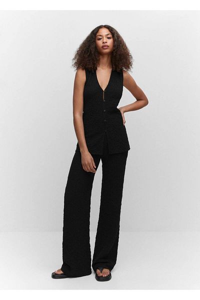 MANGO Woman Woven vest with polo collar