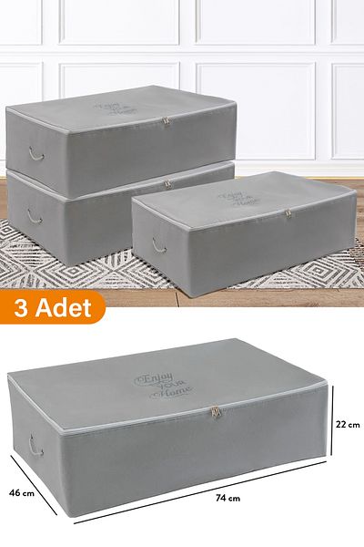 Serstil 3 Τεμάχια - Mega Size Underlay Anthracite Storage 74 x 46 x 22 cm