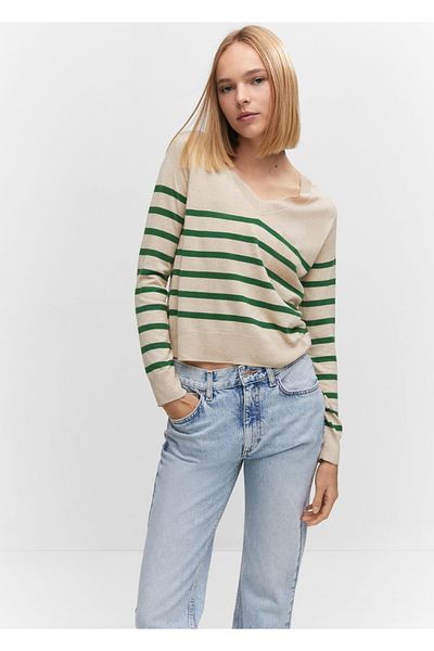 MANGO Woman Pulover subțire din tricot cu dungi