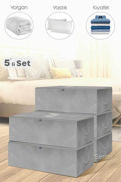 Serstil 5 Pieces - Large Size Anthracite Storage Bag Under Plinth 62 x 46 x 22 cm