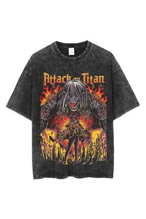 Touz Moda Y kamal Anime Attack on Titan Bask l Unisex Oversize Vintage T shirt Fiyat Yorumlar Trendyol
