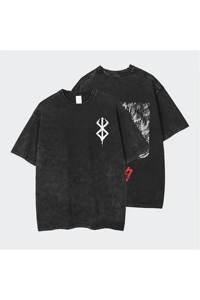 Touz Moda Πλενόμενο Anime Berserk Printed Unisex Oversize Vintage T-shirt