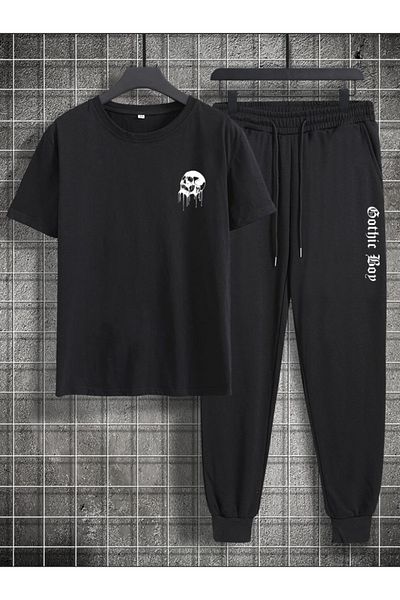 Sky Light Unisex Black Printed T-Shirt - Black Jogger