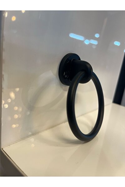 Taşkın Aksesuar Ornament cu mâner metalic inel (2 bucăți) Scaun negru mat 6 cm Ușă dulap Sertar modern Mobilier pentru unitate TV