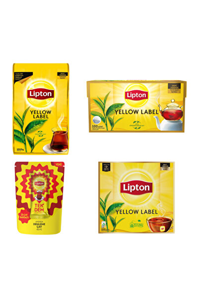 Lipton Yellow Label Serisi (Dökme 1000 gr + Demlik 100lü + Bardak 100lü + Tek...